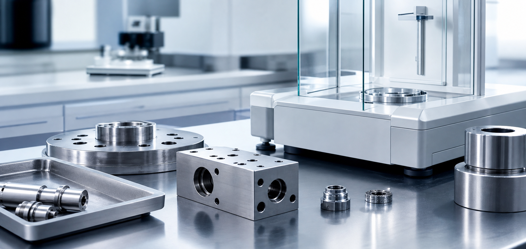 Neutrales Labor- und Analyseumfeld mit Metallkomponenten